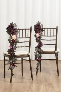 Wedding Hanging Chair Back Decoration in Plum Velvet Wedding | Clearance