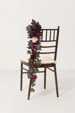 Wedding Hanging Chair Back Decoration in Plum Velvet Wedding | Clearance