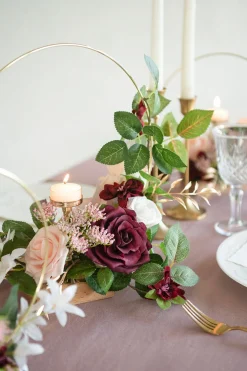 Wreath Hoop Centerpiece Set in Romantic Marsala