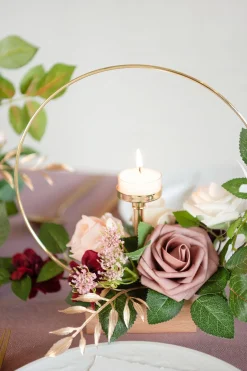 Wreath Hoop Centerpiece Set in Romantic Marsala