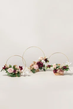 Wreath Hoop Centerpiece Set in Romantic Marsala