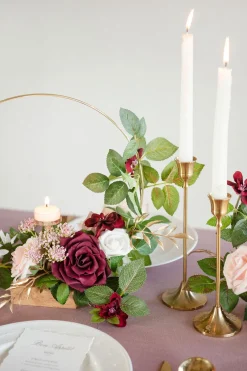 Wreath Hoop Centerpiece Set in Romantic Marsala