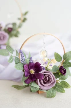 Wreath Hoop Centerpiece Set in Lilac & Gold