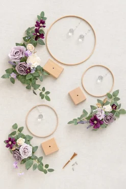 Wreath Hoop Centerpiece Set in Lilac & Gold