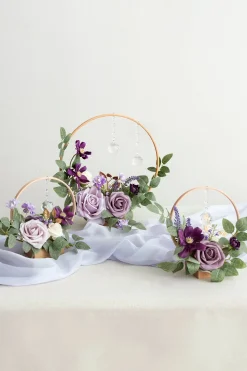 Wreath Hoop Centerpiece Set in Lilac & Gold