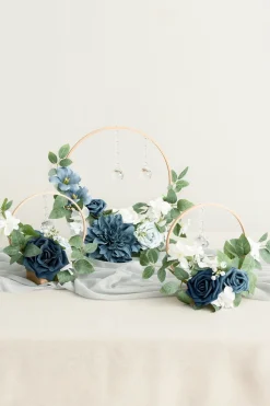 Wreath Hoop Centerpiece Set in Dusty Blue & Navy