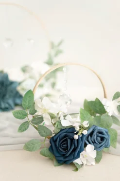 Wreath Hoop Centerpiece Set in Dusty Blue & Navy