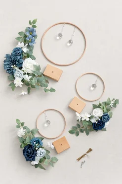 Wreath Hoop Centerpiece Set in Dusty Blue & Navy