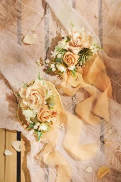 Wrist and Shoulder Corsages in Sunny Peach & Apricot | Clearance