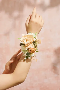 Wrist and Shoulder Corsages in Sunny Peach & Apricot | Clearance