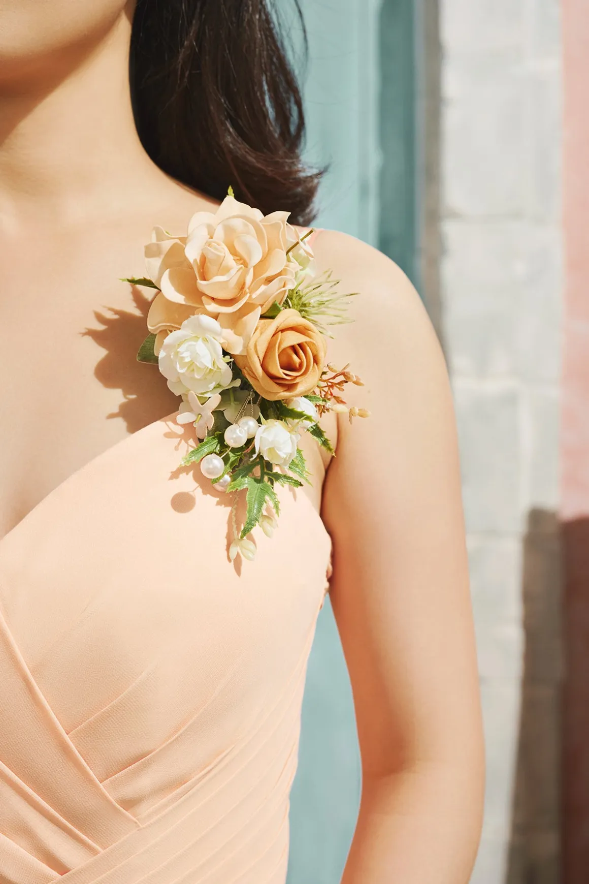 Wrist and Shoulder Corsages in Sunny Peach & Apricot | Clearance