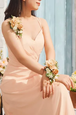 Wrist and Shoulder Corsages in Sunny Peach & Apricot | Clearance