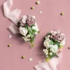 Wrist and Shoulder Corsages in Dusty Rose & Cream