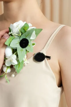 Wrist and Shoulder Corsages in White & Sage