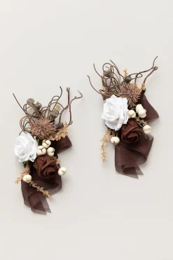 Wrist and Shoulder Corsages in Beige Raw Serenity | Clearance