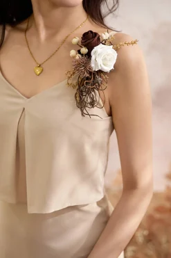 Wrist and Shoulder Corsages in Beige Raw Serenity | Clearance