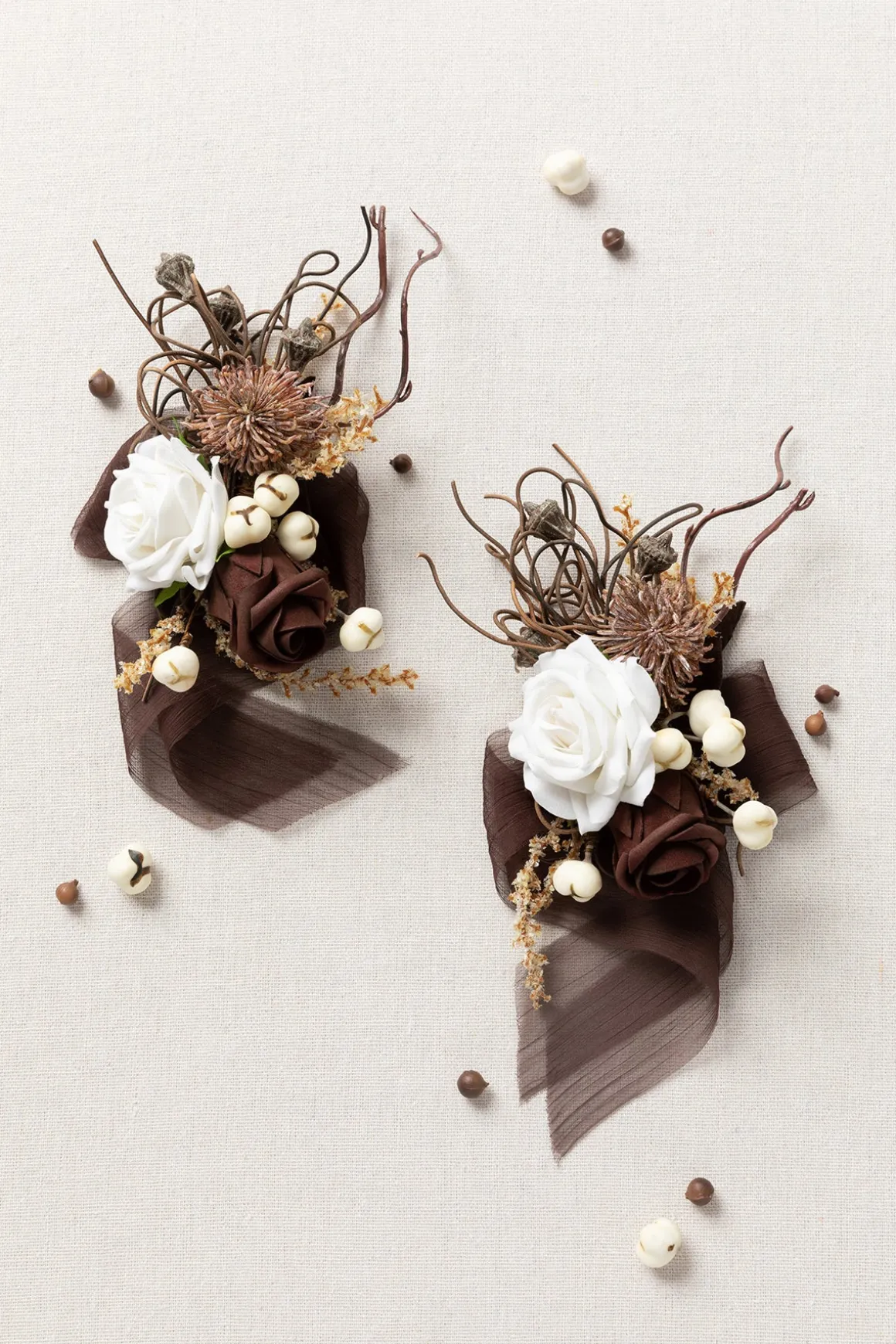 Wrist and Shoulder Corsages in Beige Raw Serenity | Clearance