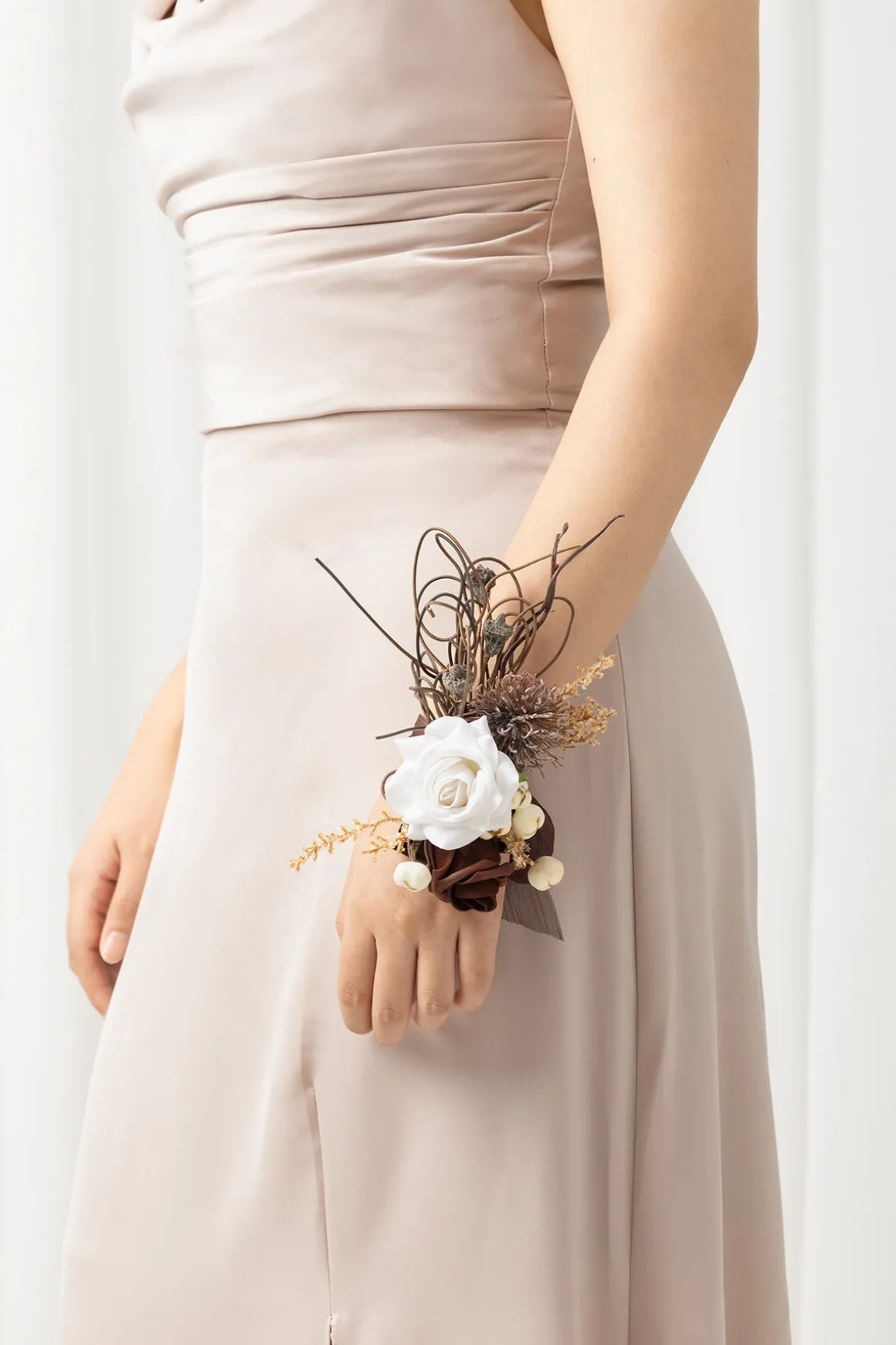 Wrist and Shoulder Corsages in Beige Raw Serenity | Clearance