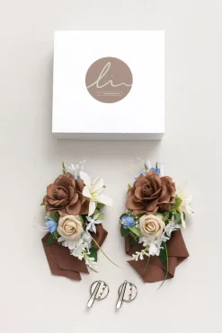 Wrist and Shoulder Corsages in Earth Brown & Tawny Beige | Clearance