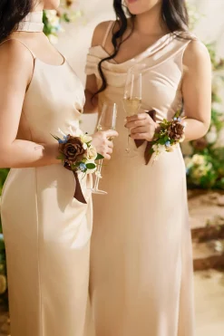 Wrist and Shoulder Corsages in Earth Brown & Tawny Beige | Clearance