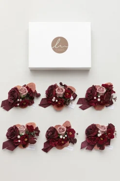 Wrist Corsages in Burgundy & Dusty Rose | Clearance