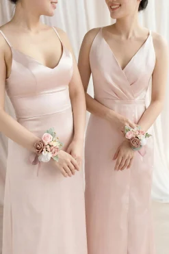 Wrist Corsages in Dusty Rose & Cream (Set of 2)