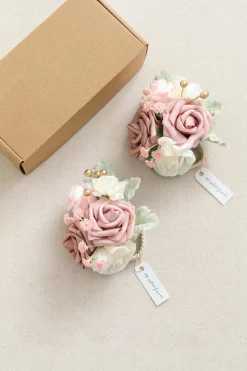 Wrist Corsages in Dusty Rose & Cream | Clearance