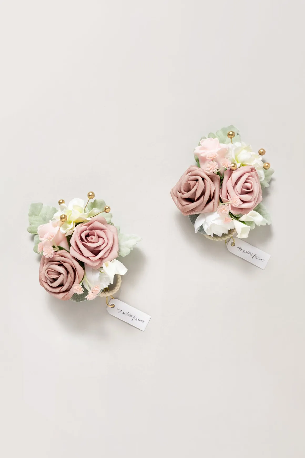 Wrist Corsages in Dusty Rose & Cream | Clearance