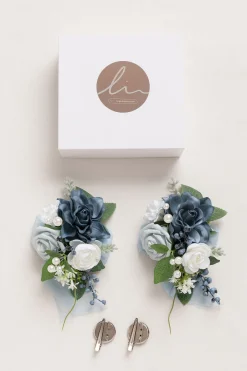 Wrist Corsages in Dutch Blue & White (Set of 2)