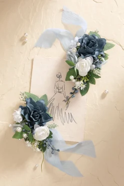 Wrist Corsages in Dutch Blue & White (Set of 2)