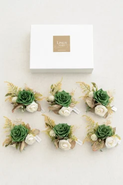 Wrist Corsages in Emerald & Tawny Beige | Clearance