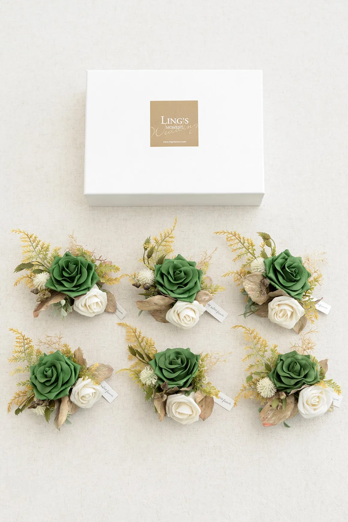 Wrist Corsages in Emerald & Tawny Beige | Clearance