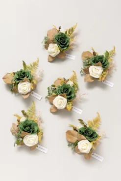 Wrist Corsages in Emerald & Tawny Beige | Clearance