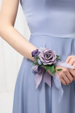 Wrist Corsages in Ethereal Purple Dream