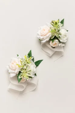 Wrist Corsages in Ivory & Cream (Set of 2)