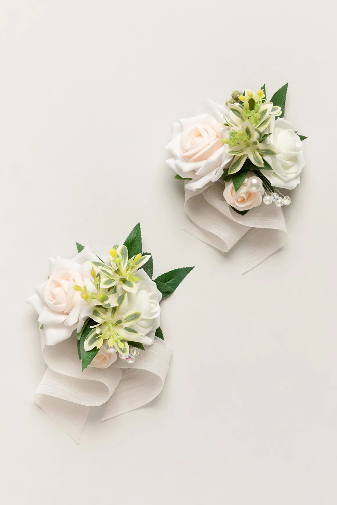 Wrist Corsages in Ivory & Cream (Set of 2)