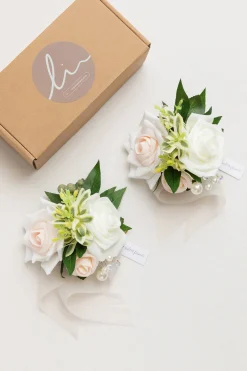 Wrist Corsages in Ivory & Cream (Set of 2)