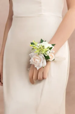 Wrist Corsages in Ivory & Cream (Set of 2)