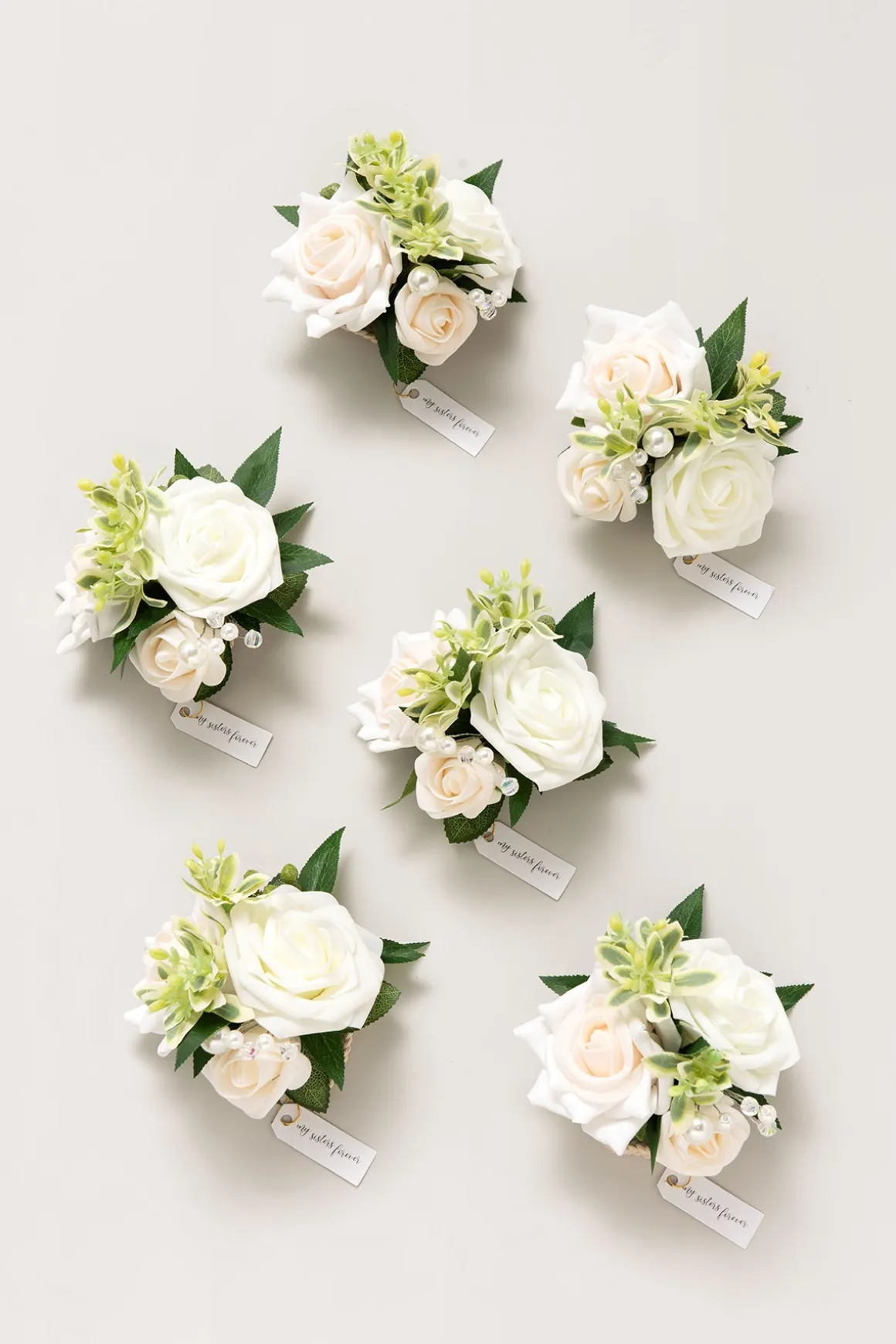 Wrist Corsages in Ivory & Cream