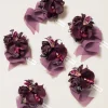Wrist Corsages in Plum Velvet Wedding (Set of 6)