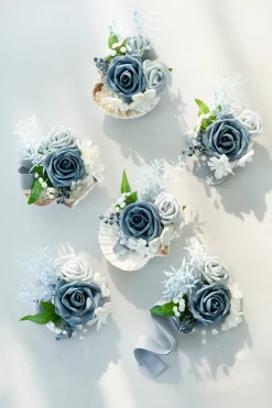 Wrist Corsages in Romantic Dusty Blue