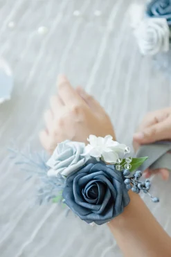 Wrist Corsages in Romantic Dusty Blue