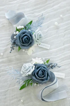 Wrist Corsages in Romantic Dusty Blue