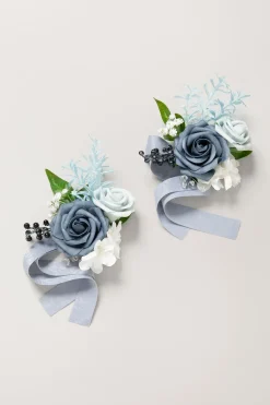 Wrist Corsages in Romantic Dusty Blue