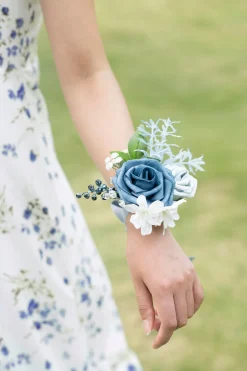 Wrist Corsages in Romantic Dusty Blue (Set of 2) | Clearance