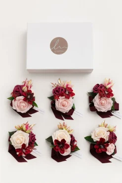 Wrist Corsages in Romantic Marsala (Set of 6)