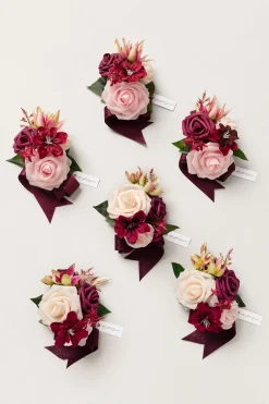 Wrist Corsages in Romantic Marsala (Set of 6)