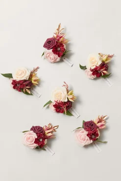 Wrist Corsages in Romantic Marsala (Set of 6)