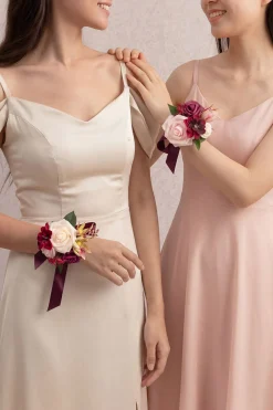 Wrist Corsages in Romantic Marsala (Set of 6)