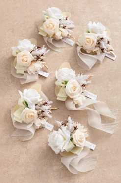 Wrist Corsages in White & Beige | Clearance